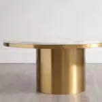 Emperor Nesting Tables with White Faux Marble top and Gold Finish Stainless steel Table base for Living Room, Office Room - Image 3