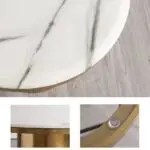 Emperor Nesting Tables with White Faux Marble top and Gold Finish Stainless steel Table base for Living Room, Office Room - Image 5