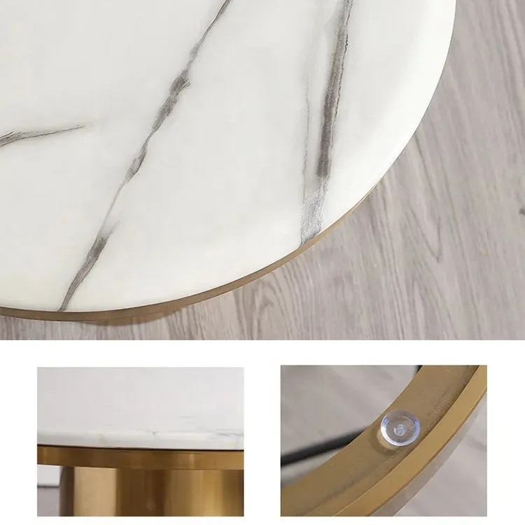 Emperor Nesting Tables with White Faux Marble top and Gold Finish Stainless steel Table base for Living Room, Office Room - Image 5