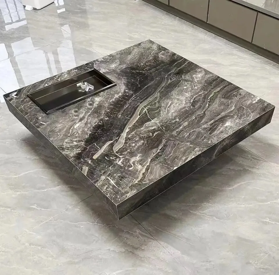 Nesting Coffee Table with Italian Veneer and Glass Top Side Table - Image 2