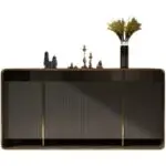 Brown Gold Marble Console Table Narrow Rectangular Entryway Table 4 door cabinets - Image 3