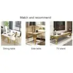 Senate Coffee Table Simple Living Room Gold PVD Stainless Steel with White faux marble top - Image 3