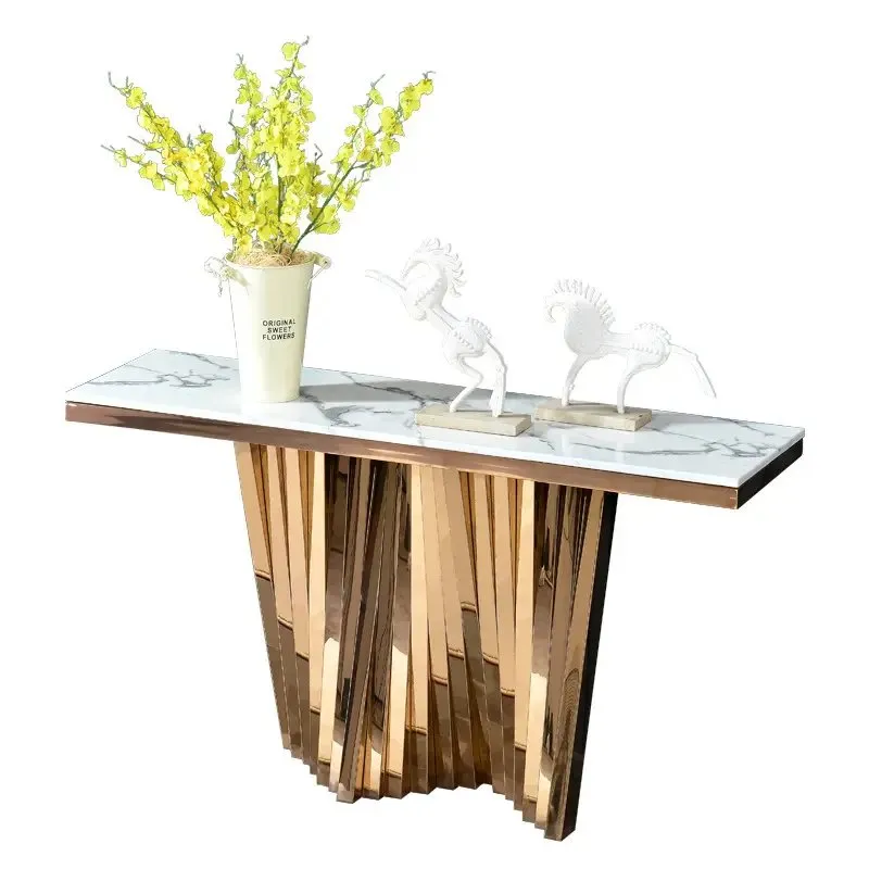 Modern Chic Console Table with White MarbleTop | Metal Console Table - Image 2