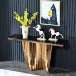 Modern Chic Console Table with White MarbleTop | Metal Console Table - Image 4