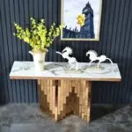 Modern Chic Console Table with White MarbleTop | Metal Console Table