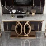 Westin Contemporary Console Table Stainless Steel Golden Leg + Marble Top