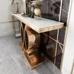 Westin Contemporary Console Table Stainless Steel Golden Leg + Marble Top - Image 4