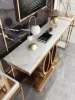 Westin Contemporary Console Table Stainless Steel Golden Leg + Marble Top - Image 3