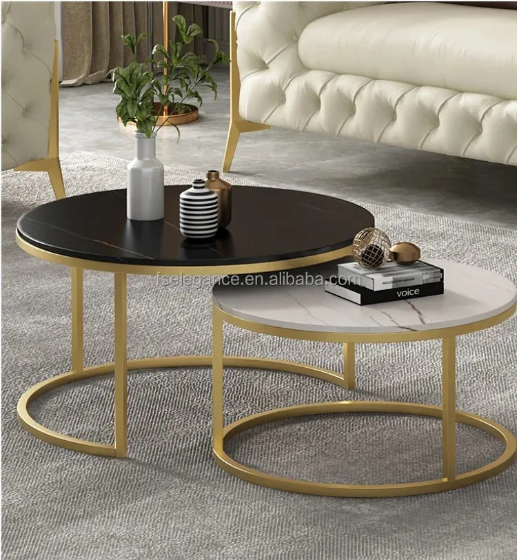 Creative Modern Coffee Table Minimalist Living Room Golden PVD Stainless Steel Leg + White Faux Marble Top-White - Image 8