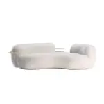 Lobby Hotel Curve Scandinavian Sofa Curved Minimalistic Couch With Steel Armrest in Gold PVD Finish - Image 3