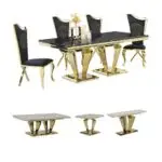 Royal Dining Table Stainless Steel With White Marble Top - Image 4