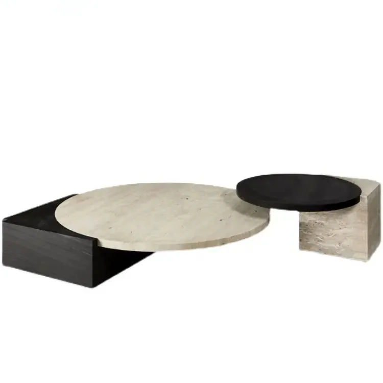 Nordic Style Natural Stone Coffee Table | Marble and Travertine Coffee table - Image 5