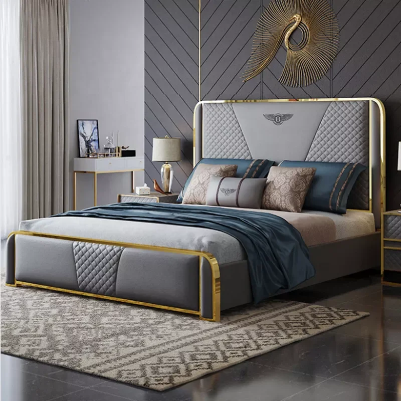 Modern Italian Bedroom Luxurious Grey Bed King Size Engineered Wood with Diwan Type Storage | DIY - Image 2