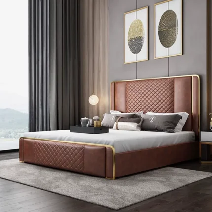 Italian Design Bed Luxurious Comfortable King Size Bed Brown | Diwan Type Storage