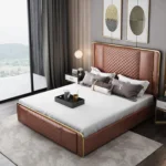 Italian Design Bed Luxurious Comfortable King Size Bed Brown | Diwan Type Storage - Image 2