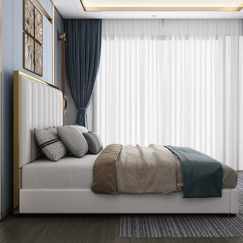 Classic Upholstered Italian Bed Low Profile Bed with Hydraulic and Diwan Type Storage - Image 3
