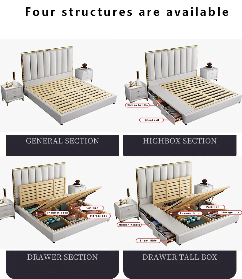 Classic Upholstered Italian Bed Low Profile Bed with Hydraulic and Diwan Type Storage - Image 4
