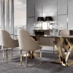 Royal Dining Table Stainless Steel With White Marble Top