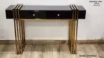 Elegant Noir Console Table with Marble Top and Stainless Steel Frame - Image 6