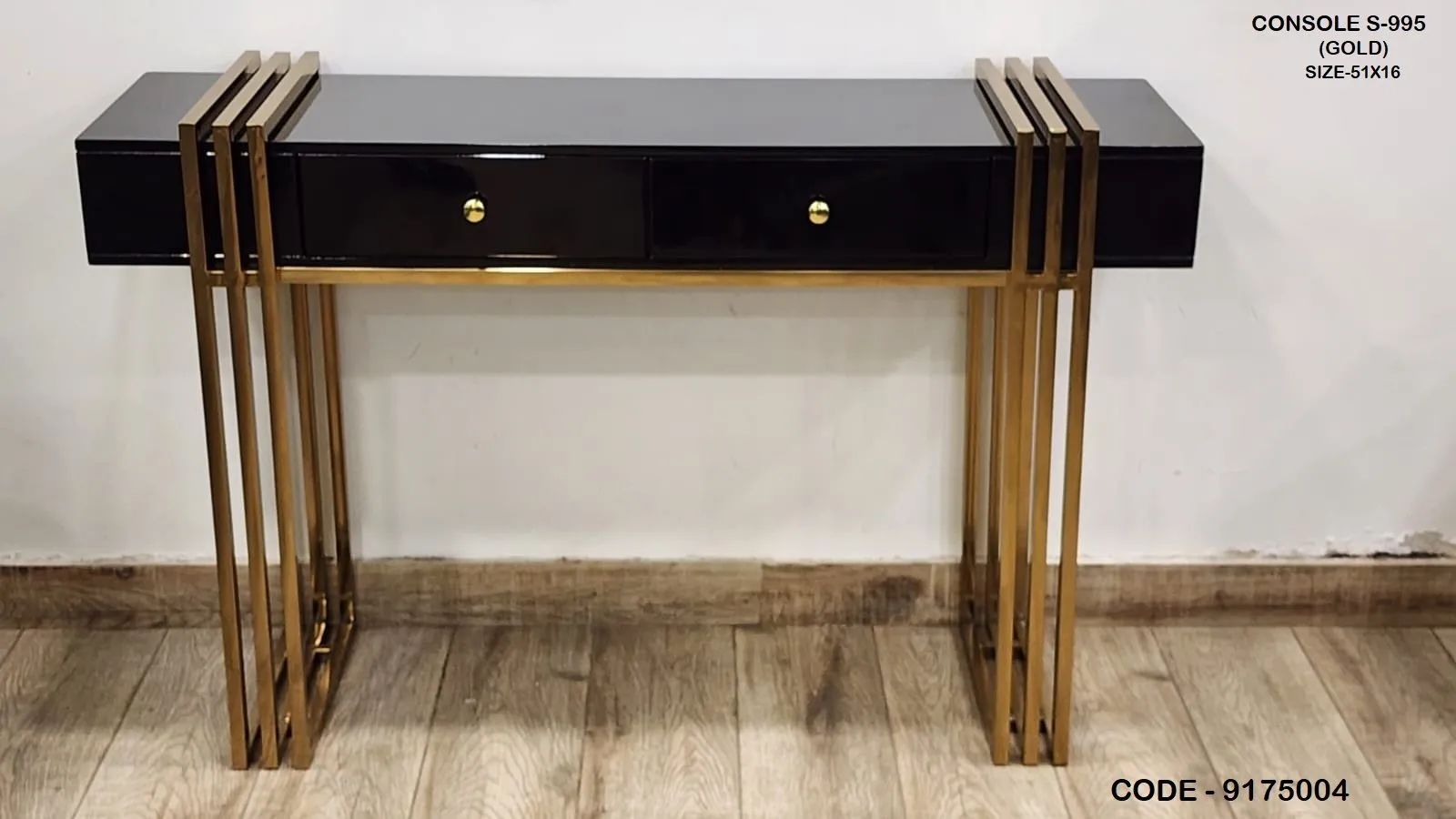 Elegant Noir Console Table with Marble Top and Stainless Steel Frame - Image 6