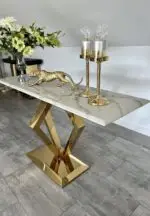 White Hall Elegant Modernity: The Luxe Gold Rectangular Console Table - Image 2