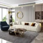 Alfar White Luxurious PU leather Sofa: Elegant 5-Seater Living Room Set