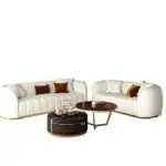 Alfar White Luxurious PU leather Sofa: Elegant 5-Seater Living Room Set - Image 3