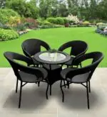 EMPEROR OUTDOOR PATIO SEATING SET 4 CHAIRS AND 1 TABLE SET (BROWN) - Image 6