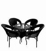 EMPEROR OUTDOOR PATIO SEATING SET 4 CHAIRS AND 1 TABLE SET (BROWN) - Image 5