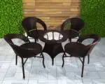 EMPEROR OUTDOOR PATIO SEATING SET 4 CHAIRS AND 1 TABLE SET (BROWN) - Image 2