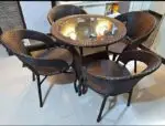EMPEROR OUTDOOR PATIO SEATING SET 4 CHAIRS AND 1 TABLE SET (BROWN)