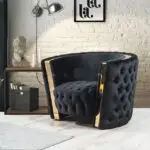 Rodrick Sofa: Luxurious 5-Seater Velvet Accent Sofa in Black | Premium Button-Tufted Upholstery & Stainless Steel Detailing - Image 4