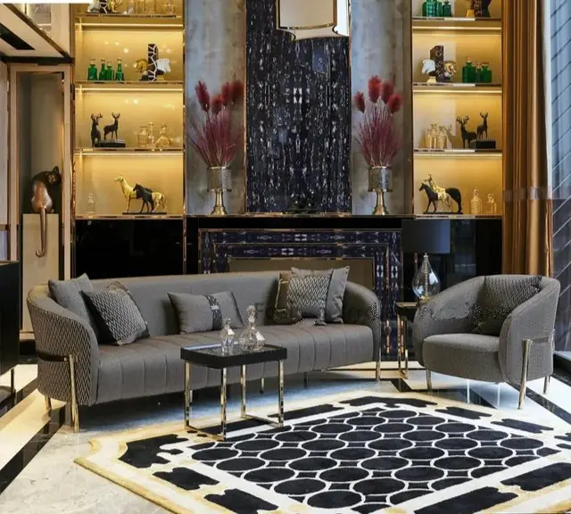 Titan Sofa: Luxurious 5-Seater Velvet Upholstered Sofa Set in Grey | Premium Steam Beech & Stainless Steel Design Sofa - Image 6
