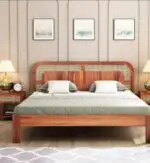 Vector Luxurious Sheesham Wood and Cane Bed: Elegant, Durable & Comfort-Enhancing Design - Image 3