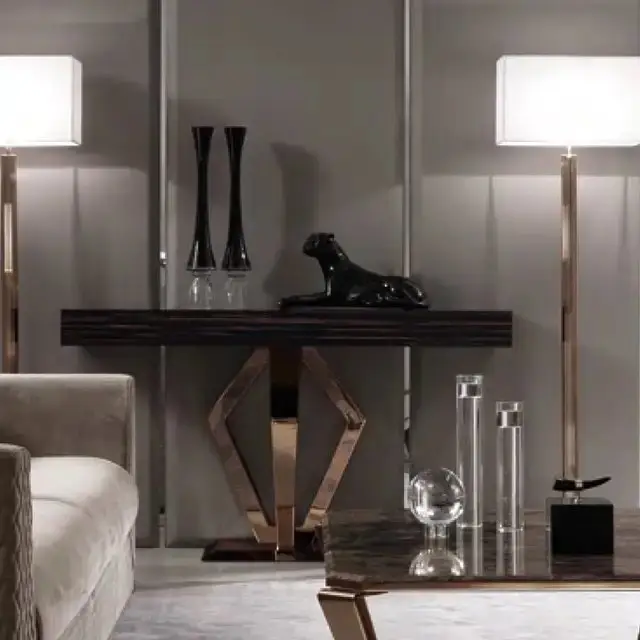 White Hall Elegant Modernity: The Luxe Gold Rectangular Console Table - Image 3
