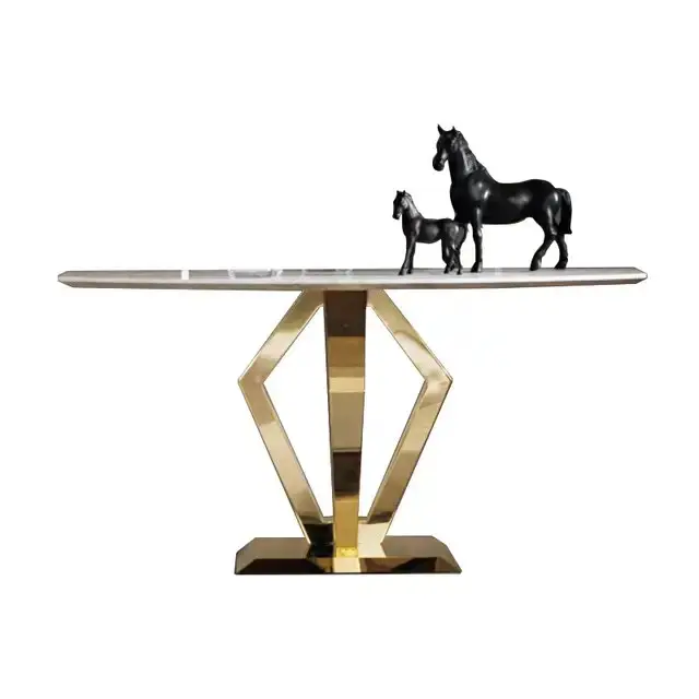White Hall Elegant Modernity: The Luxe Gold Rectangular Console Table - Image 4