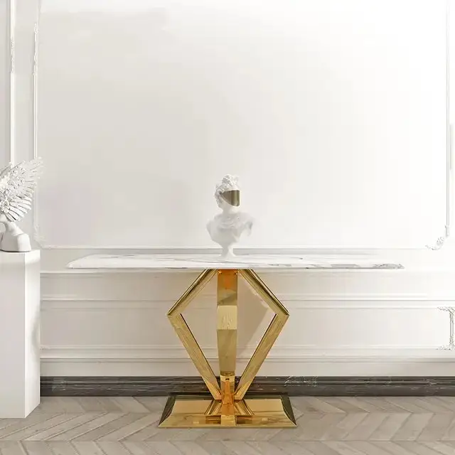 White Hall Elegant Modernity: The Luxe Gold Rectangular Console Table - Image 8