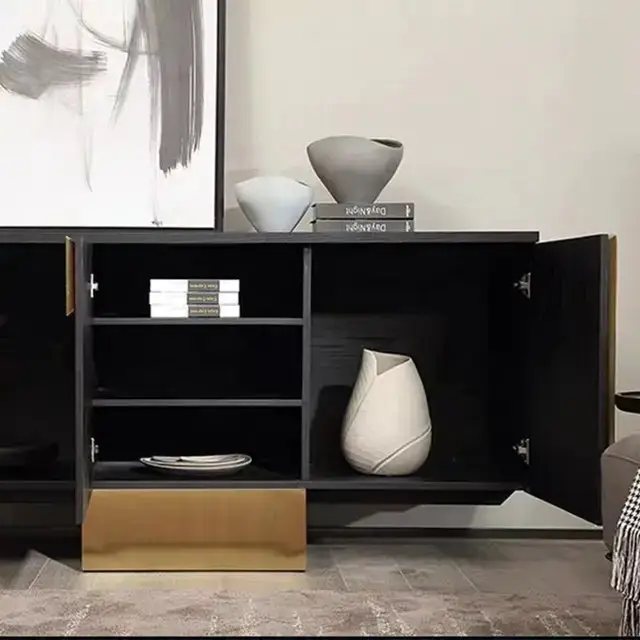 Hayyatt Bar Unit sideboard cabinet with Wooden Base - Image 4