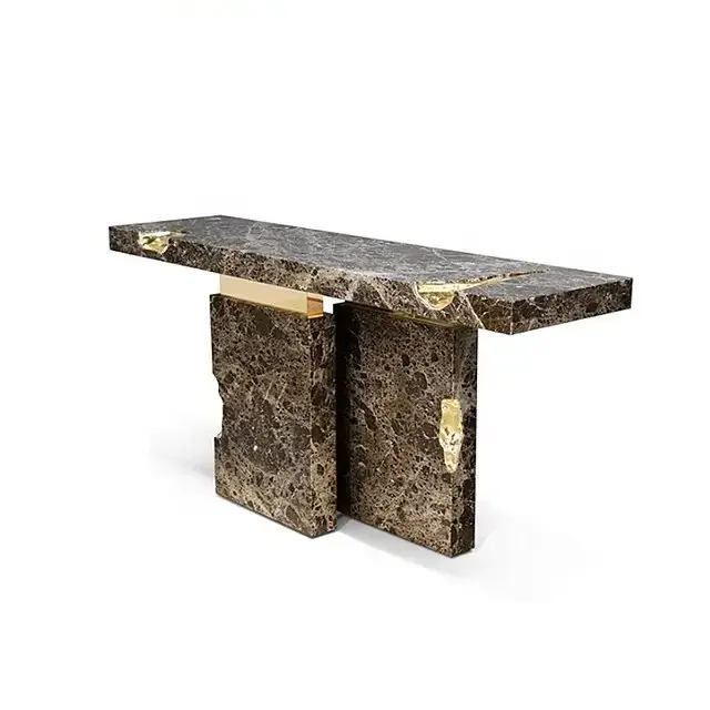Zodiac Modern Luxury Style Rectangular Marble Console Table - Image 2