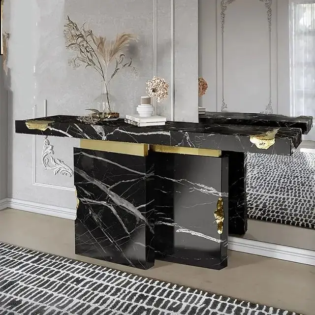 Zodiac Modern Luxury Style Rectangular Marble Console Table - Image 4