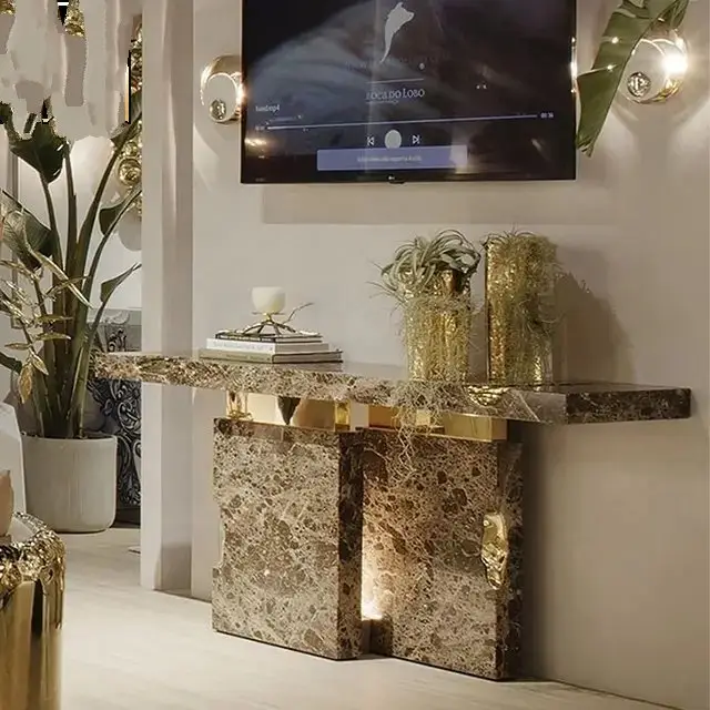 1000047537.jpg Zodiac Modern Luxury Style Rectangular Marble Console Table - Image 1