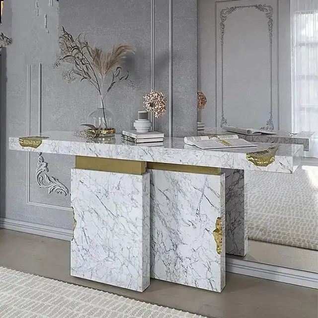Zodiac Modern Luxury Style Rectangular Marble Console Table - Image 6