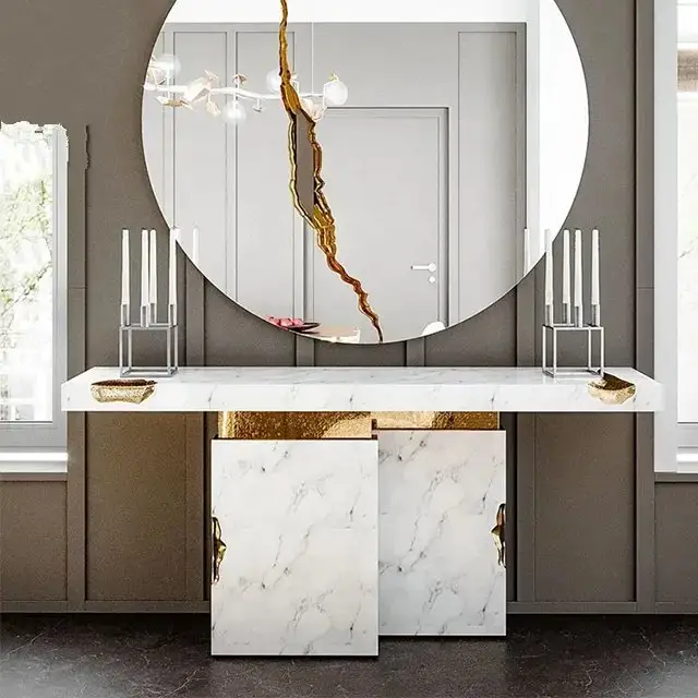 Zodiac Modern Luxury Style Rectangular Marble Console Table - Image 5