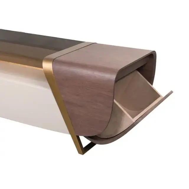 DecorInterior TV Cabinet Stainless Steel Golden Leg + Glass Top - Image 3