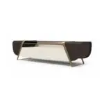 DecorInterior TV Cabinet Stainless Steel Golden Leg + Glass Top - Image 4