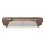 DecorInterior TV Cabinet Stainless Steel Golden Leg + Glass Top - Image 5