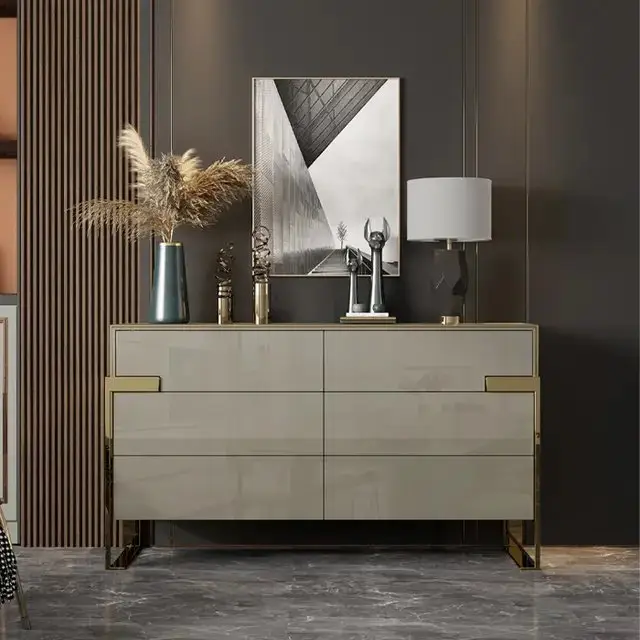 Pristine Side Board Cabinet Bar Unit | Wooden sideboard | Golden Leg - Image 4