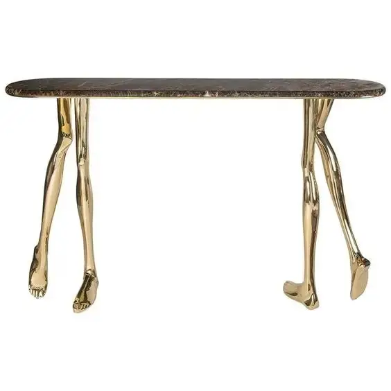 Citron Walking Console table: The Ultimate Golden Console Table with Italian Marble Top - Image 3