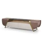 DecorInterior TV Cabinet Stainless Steel Golden Leg + Glass Top - Image 2