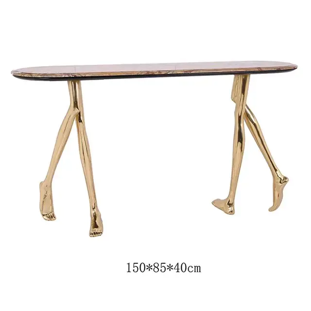 Citron Walking Console table: The Ultimate Golden Console Table with Italian Marble Top - Image 5